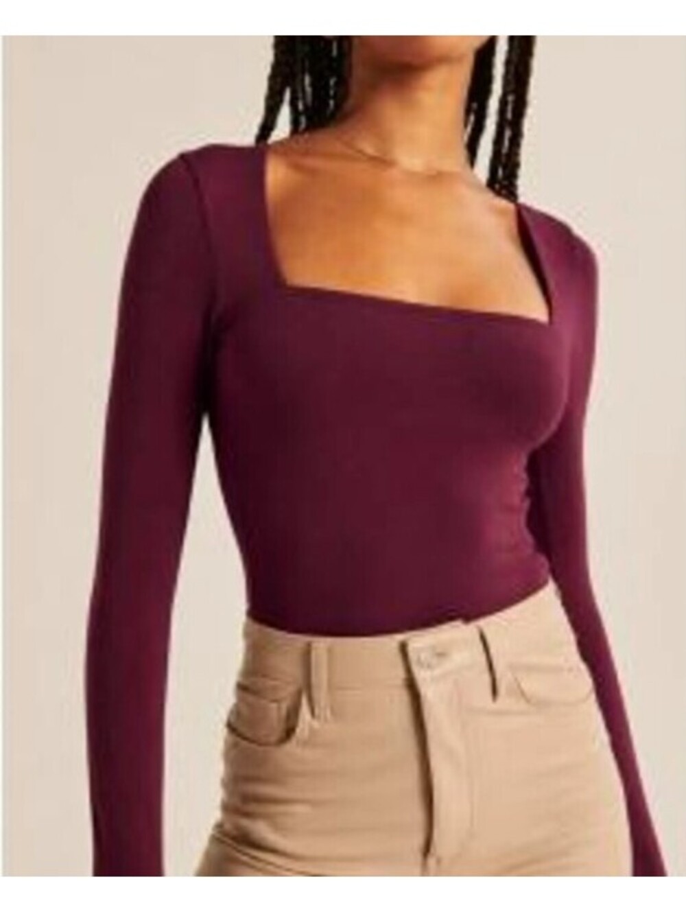 ABERCROMBIE burgundy plum purple long Sleeve bodysuit sz S NWT